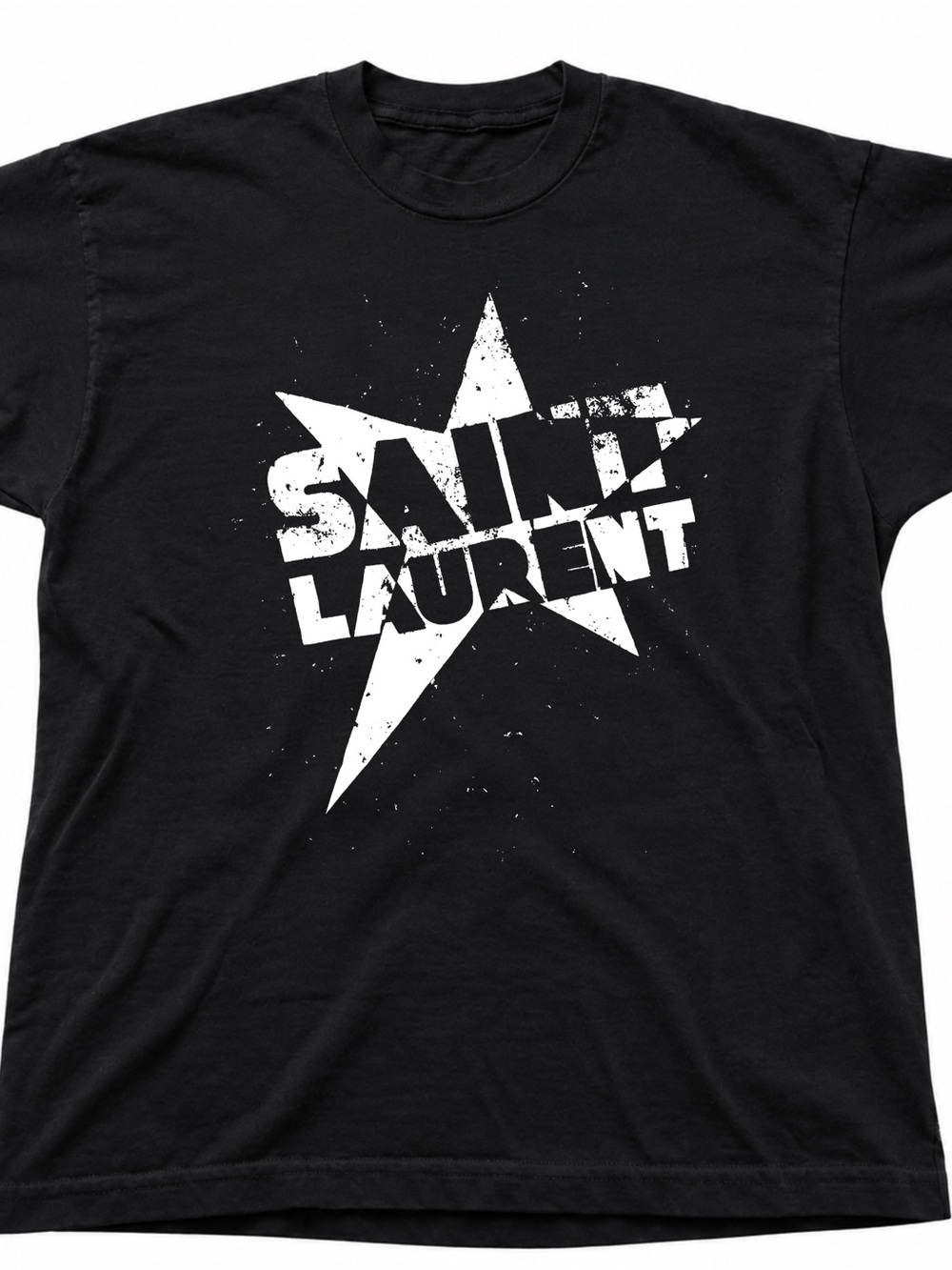 Saint Laurent Star Graphic Black Cotton Gildan T-shirt